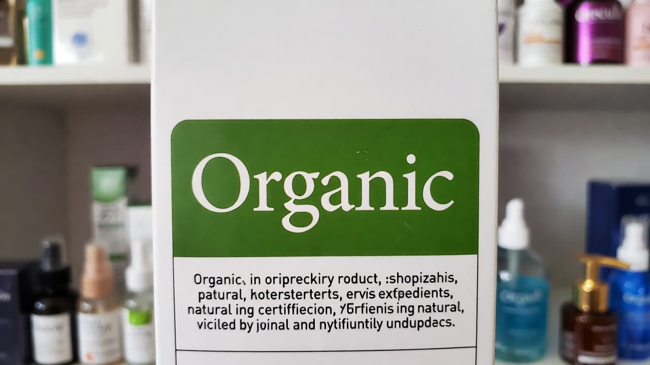 Organic skincare label with USDA seal beside a jar of botanical balm